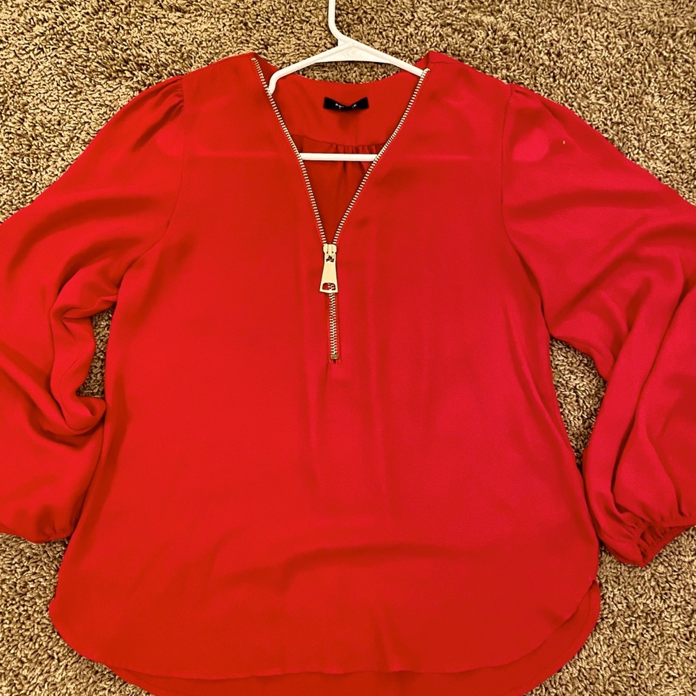 Size medium premise studio red blouse golden zipper